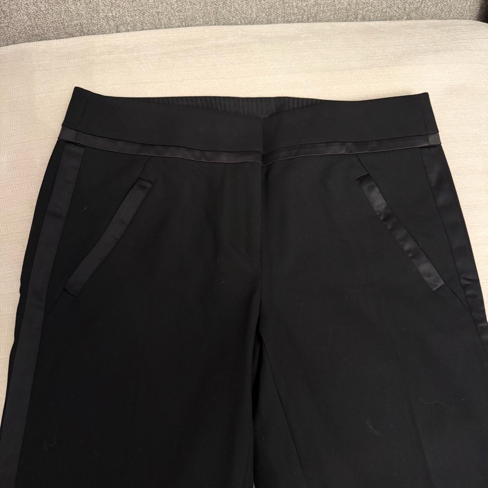 Black Satin Trim Cropped Trousers